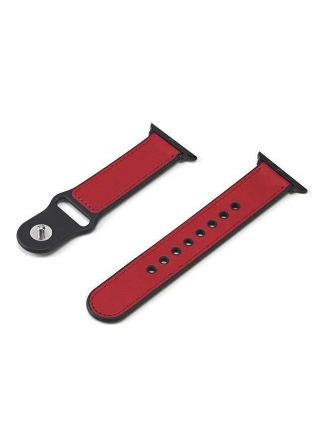 NIBEMINENT Paste Leather TPU Watchband For Apple Watch Series 7/6/5/4/3/2/1/SE 41/40/38mm Red - Image 2