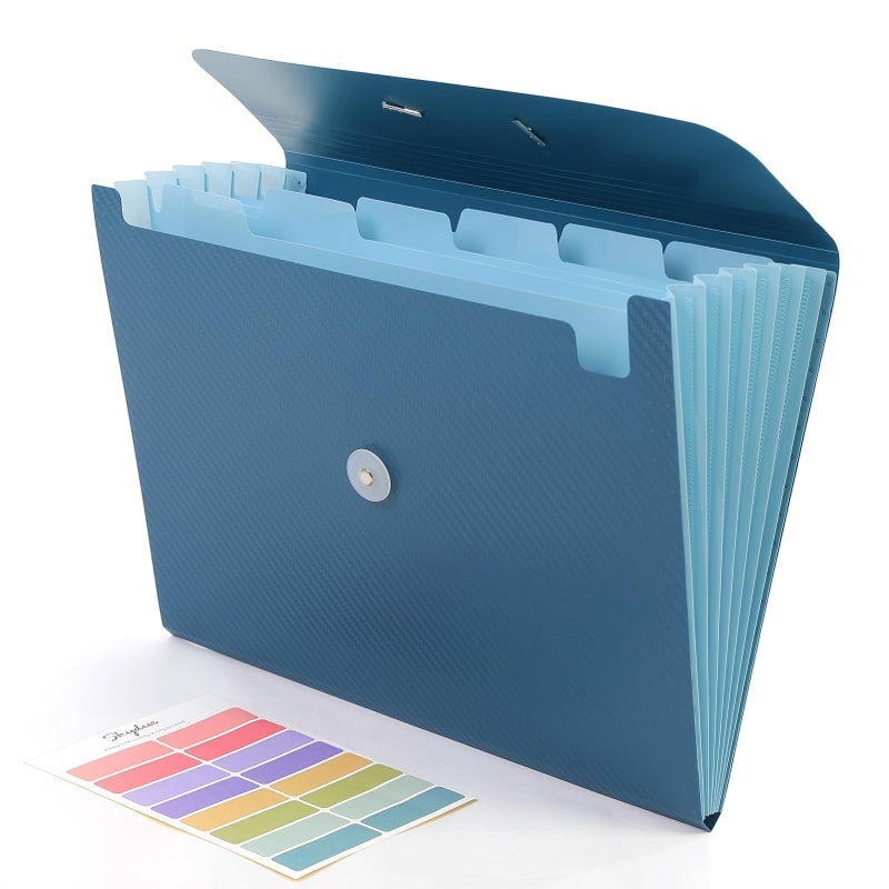 SKYDUE Accordion File Organizer Expanding File Folder with 7 Pockets Portable Receipt Paper Documents Organizer Letter Size Filing Folder School Office Supplies Dark Blue - Image 2