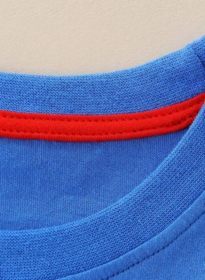 YUNIQEE Blue Printed Short Sleeve Crew Neck T-Shirt