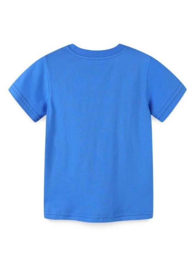 YUNIQEE Blue Printed Short Sleeve Crew Neck T-Shirt