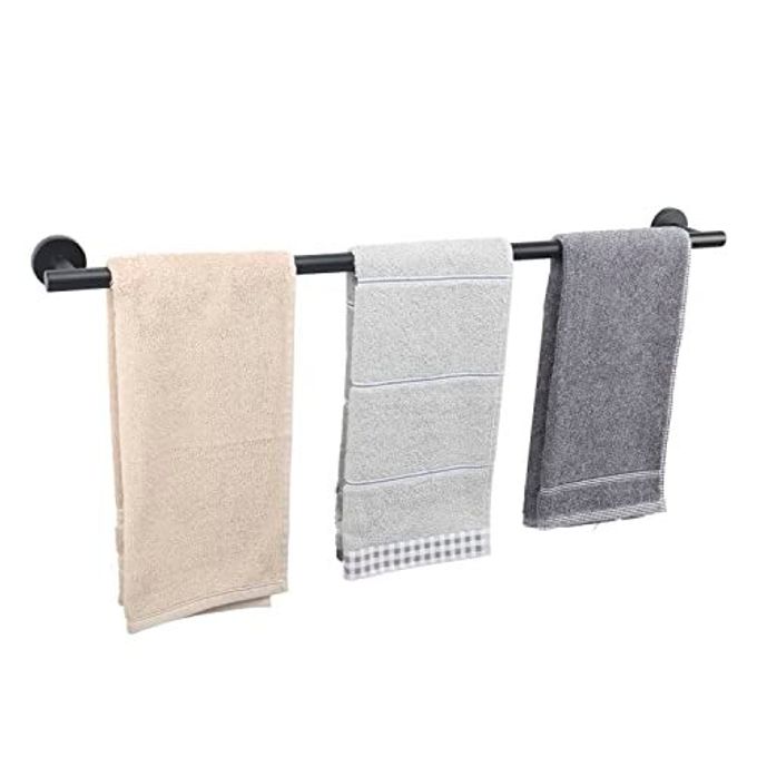 BATH TOWEL BAR THICKEN SUS304 STAINLESS STEEL BATHROOM TOWEL HOLDER TOWEL ROD FOR BATHROOM HEAVY DUTY WALL MOUNTED TOWEL RACK HANGER 30IN BLACK