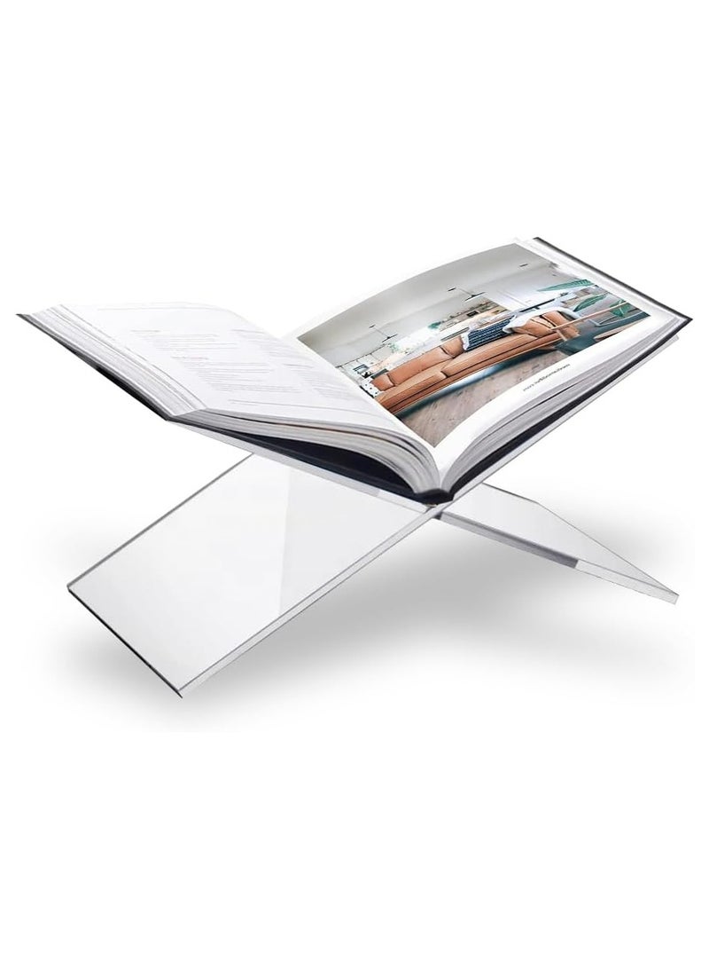 Transparent Clear Acrylic Book Stand Large for Coffee Table Books, Magazines, Textbooks, Cookbook Holder for Home Decor, Table Decor - Image 1