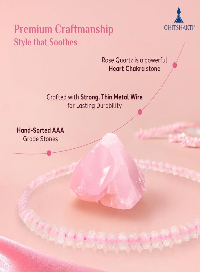 Chitshakti Semi Precious Stone Bracelet - Rose Quartz - 2mm | Beaded Bracelet for Money, Success & Positive Energy | Return Gifts for Guests - Image 3
