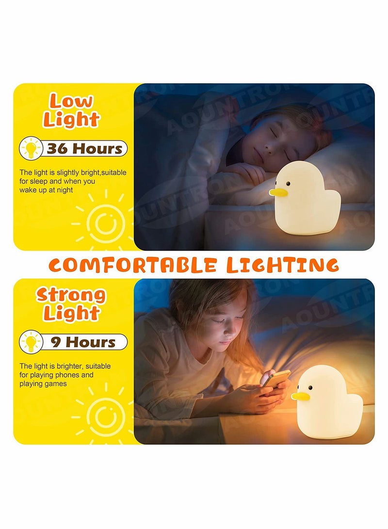 KASTWAVE Cute LED Silicone Duck Night Light for Kids, Rechargeable Night Lamp with Touch Sensor  - Image 2