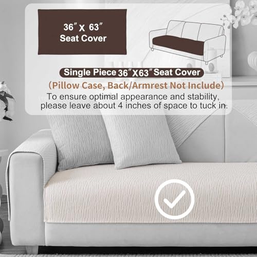Aucrovee Soft Waterproof Chenille Cover Washable, Non Slip Sectional Sofa Covers for 3 Cushion Couch Sofa L Sharped Sofa Slipcover for Pets, Furniture Protector (1 PCS 36"x63" White) - Image 2