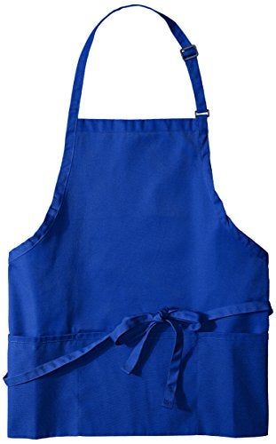 Uncommon Threads mens Adjustable 3 Pocket Restaurant Bib Apron, Royal, One Size US - Image 1