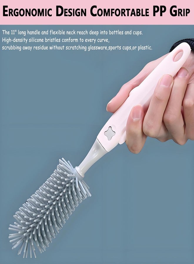 Kesttenn Baby Bottle Brush Kit,3-in-1 Water Bottle Brush for Bottles/Nipple/Cups & Narrow Straws, Cleaning Tools with 11" Long Brush & 6.3" Nipple Brush & 6.8" Straw Brush (Pink) - Image 5