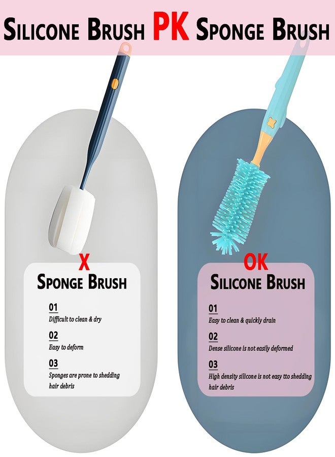 Kesttenn Baby Bottle Brush Kit,3-in-1 Water Bottle Brush for Bottles/Nipple/Cups & Narrow Straws, Cleaning Tools with 11" Long Brush & 6.3" Nipple Brush & 6.8" Straw Brush (Pink) - Image 3
