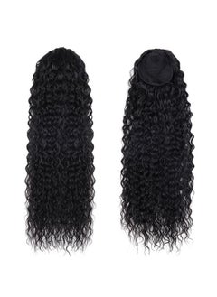 FASHION LINE Long Curly Drawstring Ponytail 30”Synthetic Clip In Ponytail Extensions Black Color For Women Afro Curly Corn Wave Wavey Clip On Ponytail(1B)  - Image 3
