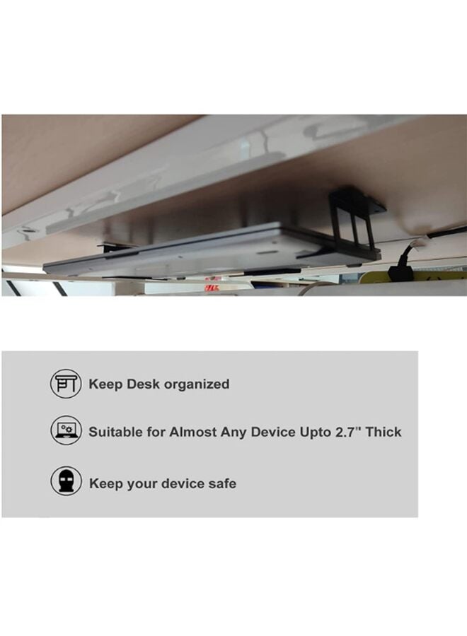Under Desk Laptop Holder Plastic Under Desk Mount with Screw Bracket Devices Upto 2.7" Under Cable Box Laptop and More  - Image 5