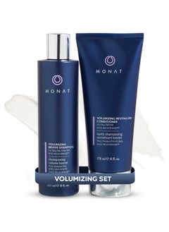 monat MONAT Volumizing Shampoo and Conditioner Set Infused with REJUVENIQE For Flat Fine to Medium Hair - Boosts Volume & Strengthens with Biotin, Collagen, Vitamins - UV Protectant | 8 fl oz & 6 fl. oz  - Image 1