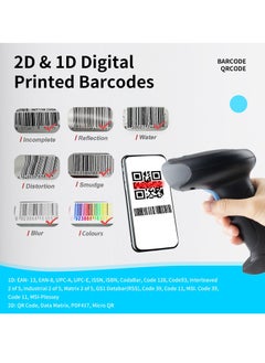 SYOSI Wireless Barcode Scanner 1D 2D QR Code Scanner Handheld Laser Bar Code Reader 3 in 1 with Bluetooth 2.4G Wireless and USB Wired 100m Transmission Distance Shock Dust Proof Hands Free  - Image 2