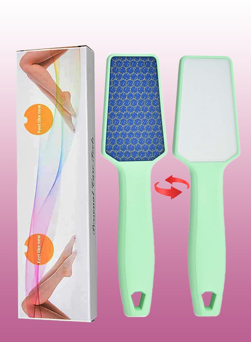 MiMi & BeiBei Hard Skin Remover and Hair Remover Foot File Dead Skin Remover Portable Pedicure Foot Cleaner Scraper Long Handle Glass Nano Foot File Crystal Hair Eraser Depilatory Stone Magic Crystal Hair Remover Green - Image 1