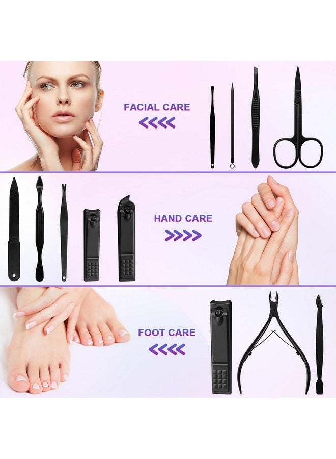 ANRUI Manicure Kit Nail Clippers Set Pedicure Kit, 12 Pieces Professional Grooming Kit, Stainless Steel Nail Care Kit for Women and Men with Luxurious Travel Case -Black - Image 3