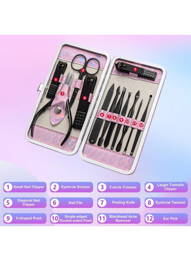 ANRUI Manicure Kit Nail Clippers Set Pedicure Kit, 12 Pieces Professional Grooming Kit, Stainless Steel Nail Care Kit for Women and Men with Luxurious Travel Case -Black - Image 2