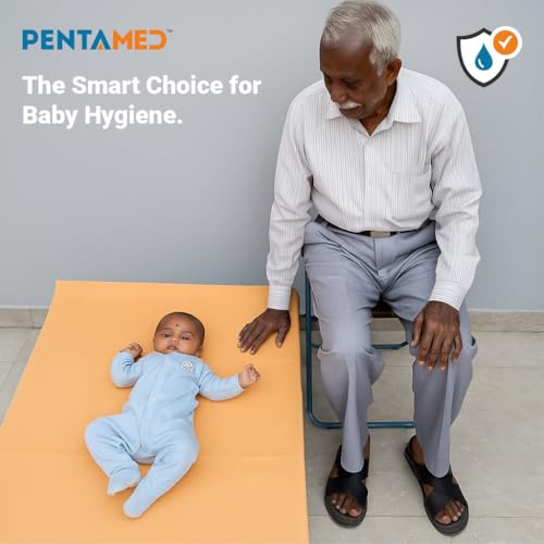 PENTAMED Ultra Soft Rubberised Textile Fabric Sheet | Waterproof, Washable, Reusable Mattress Protector for Adults, Toddlers & Babies | Non-Absorbent Bed, Sofa & Crib Protection. (Orange, 1 x 2 Meter) - Image 3