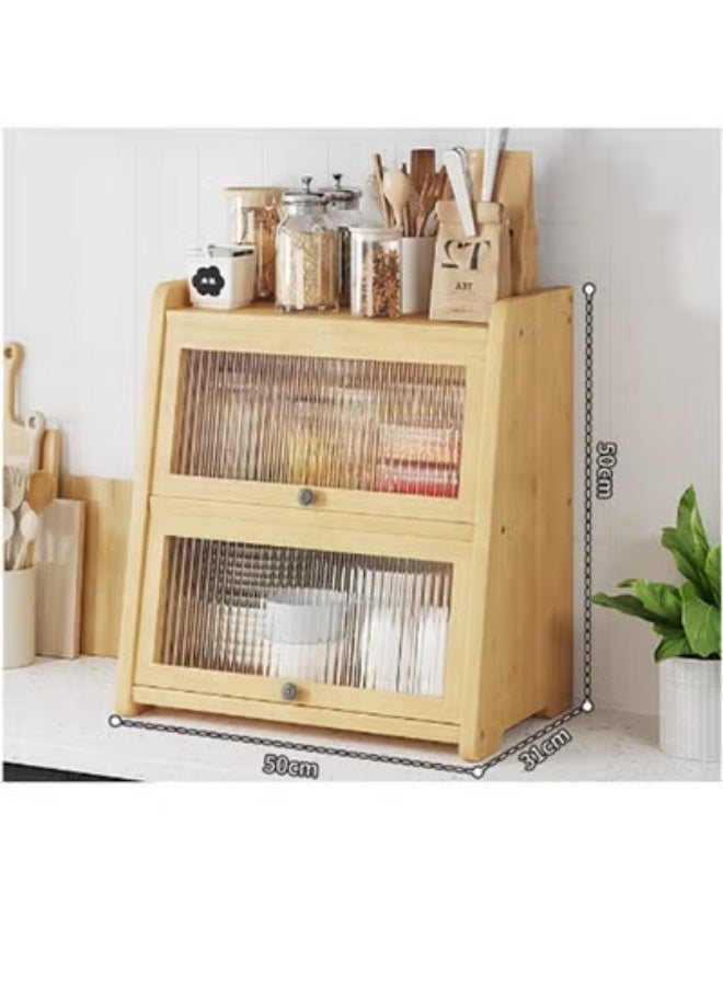 كيكي خزانة تخزين على سطح المطبخ بأبواب أكريليك - منظم جانبي للمخزن للتوابل والبهارات والأطباق والأوعية - Image 2