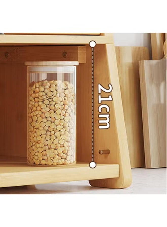 كيكي خزانة تخزين على سطح المطبخ بأبواب أكريليك - منظم جانبي للمخزن للتوابل والبهارات والأطباق والأوعية - Image 3