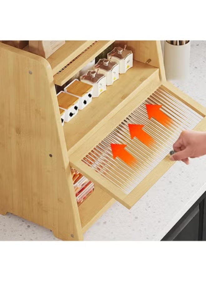 كيكي خزانة تخزين على سطح المطبخ بأبواب أكريليك - منظم جانبي للمخزن للتوابل والبهارات والأطباق والأوعية - Image 5