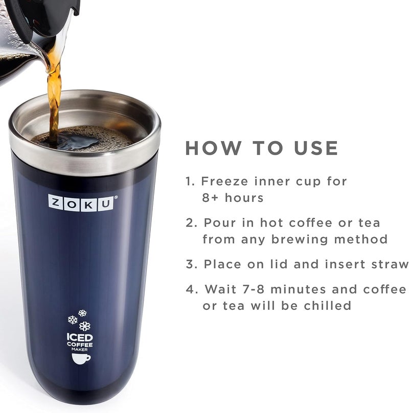 Zoku Ice Coffee Maker with Straw 325 ml | Instant Iced Coffee Maker, Reusable Beverage Chiller - Image 4