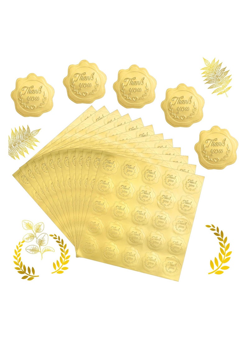 SYOSI Gold Embossed Stickers for Envelopes | Self-Adhesive Embossed Seals for Wedding, Festive Letters, and Invitations | Luxurious Gold Embossed Stickers Design (300 pcs) - Image 1