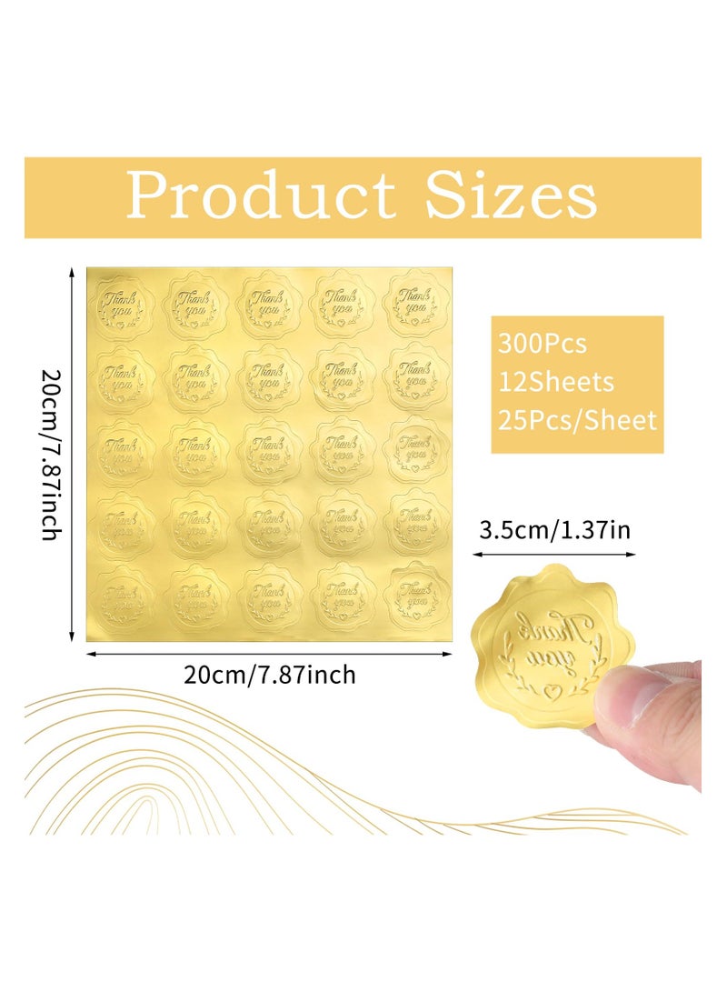 SYOSI Gold Embossed Stickers for Envelopes | Self-Adhesive Embossed Seals for Wedding, Festive Letters, and Invitations | Luxurious Gold Embossed Stickers Design (300 pcs) - Image 2