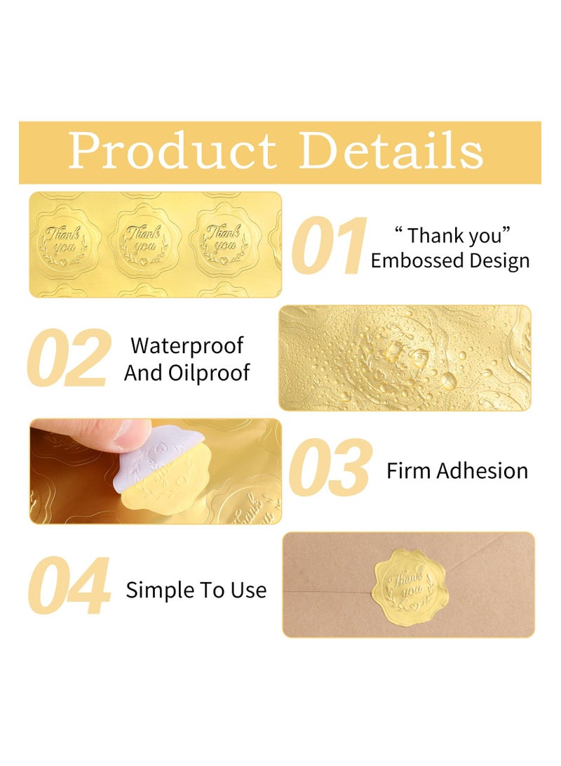 SYOSI Gold Embossed Stickers for Envelopes | Self-Adhesive Embossed Seals for Wedding, Festive Letters, and Invitations | Luxurious Gold Embossed Stickers Design (300 pcs) - Image 3