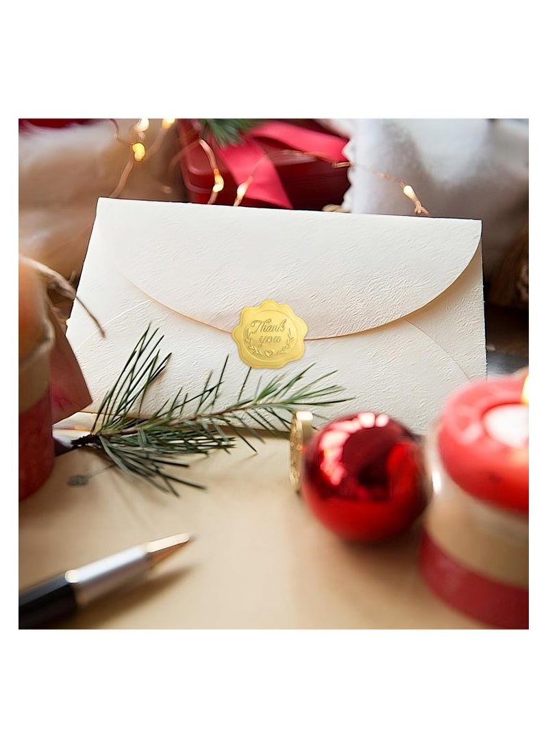 SYOSI Gold Embossed Stickers for Envelopes | Self-Adhesive Embossed Seals for Wedding, Festive Letters, and Invitations | Luxurious Gold Embossed Stickers Design (300 pcs) - Image 4