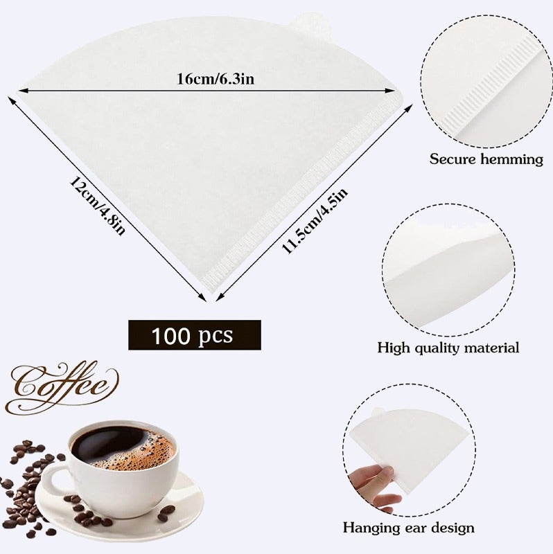 100 Piece Coffee Paper Filter V60 Size 02, Disposable Pour Over Coffee Filters for V60 Cone Drippers, Precision-Cut Paper Filters for Home, Office & Cafe Brewing - Image 2