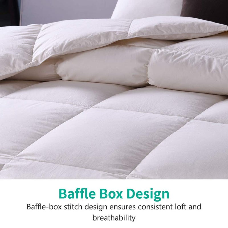 APSMILE Oversized King Luxury Organic Cotton All Season Down Feather Fibers Comforter, High Fill-Power Medium Warmth Duvet Insert (120x98, Ivory White) - Image 4