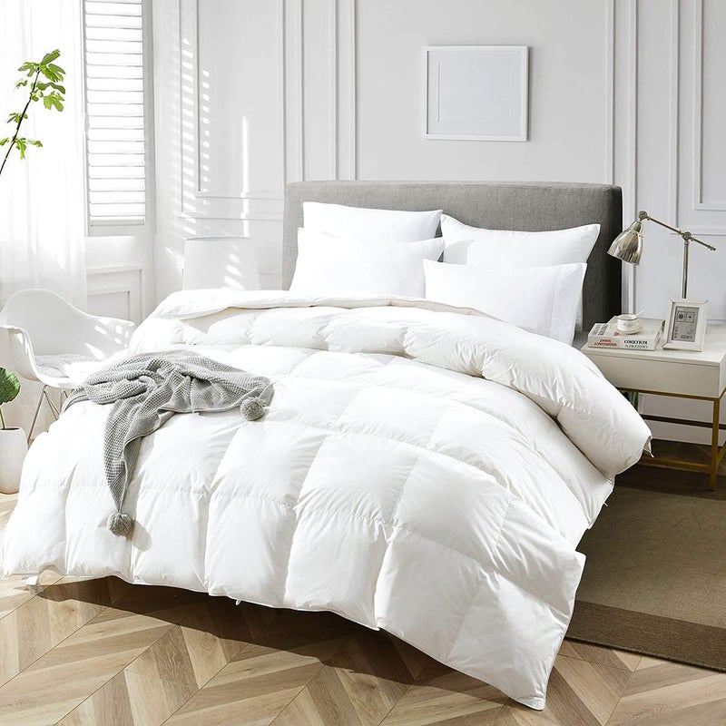 APSMILE Oversized King Luxury Organic Cotton All Season Down Feather Fibers Comforter, High Fill-Power Medium Warmth Duvet Insert (120x98, Ivory White) - Image 2