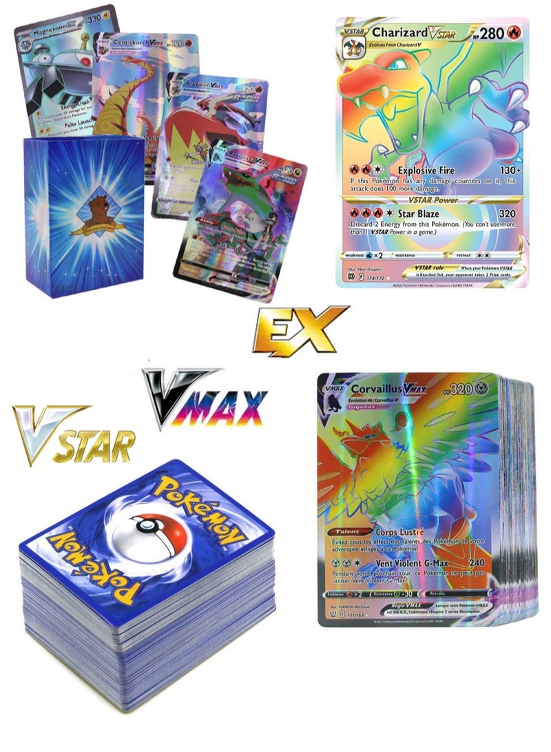 Pokemon 100-Piece Cards Game（36VMAX+33VSTAR+30EX+1V）