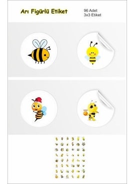 HSN Bee Figured Label 96 Pieces 3 x 3 cm  - Image 1