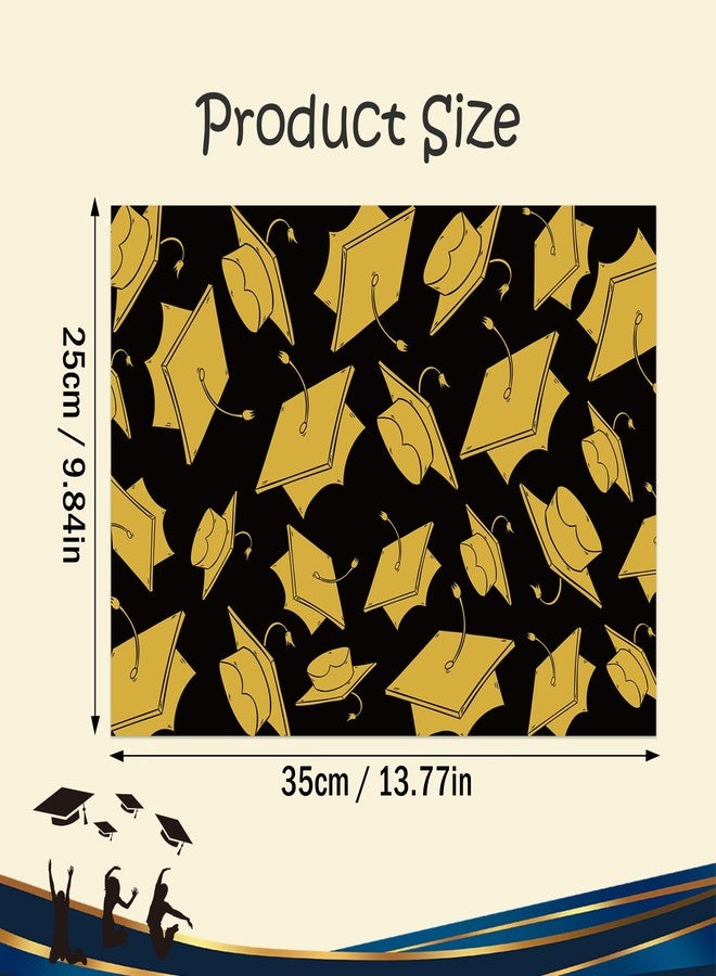 Lucleag 50PCS Graduation Paper Place Mats, Disposable Black Gold Graduation Hat Placemats Decorative Table Mat for Class of 2026 Congrats Grad Dinner Decor Party Supplies, 13.8 x 9.8 inch - Image 2