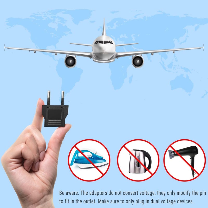 Unidapt European Travel Plug Adapter Type C - 4 Pack, US to Europe Pin Converter for Italy, Spain, Germany, France & More - Reliable Power Outlet Adaptor for EU Travel, Compact & Safe Design, Black - Image 5