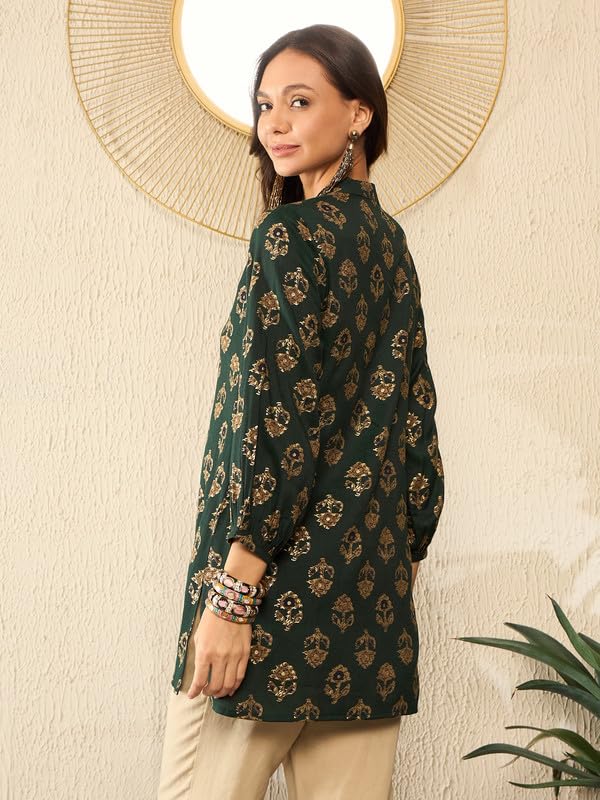 Vaamsi Women's Rayon Blend Floral Printed Top (VT1319_XXL_Green) - Image 4