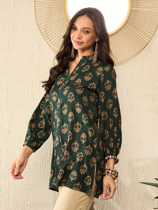 Vaamsi Women's Rayon Blend Floral Printed Top (VT1319_XXL_Green) - Image 3