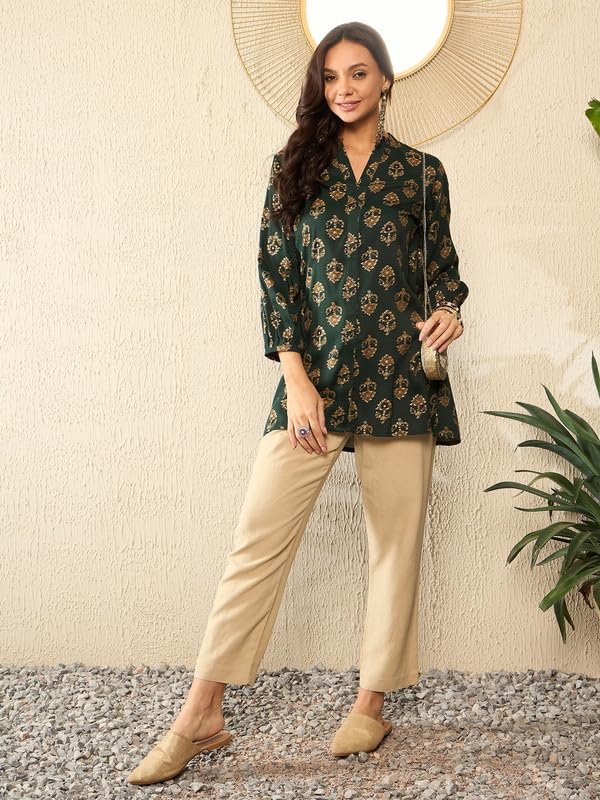 Vaamsi Women's Rayon Blend Floral Printed Top (VT1319_XXL_Green) - Image 5