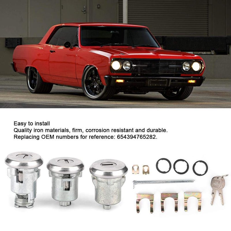 EVGATSAUTO Door Trunk Key, Door Lock Cylinder Cutlass Doors/Trunk Cutlass Lock Locks Set Door Trunk Key Kit 654394765282 Replacement - Image 2