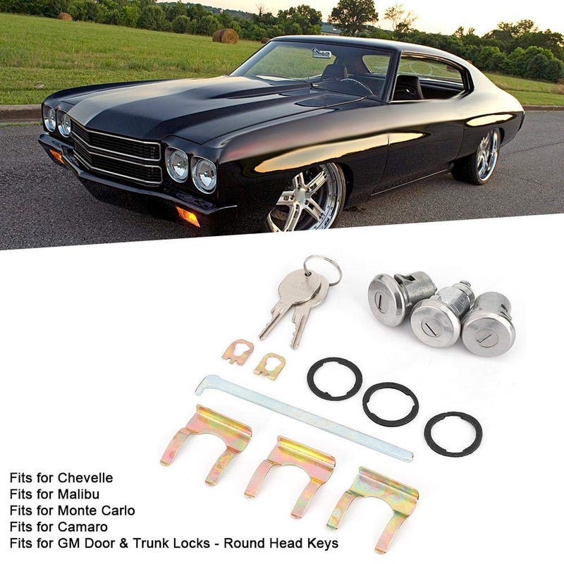 EVGATSAUTO Door Trunk Key, Door Lock Cylinder Cutlass Doors/Trunk Cutlass Lock Locks Set Door Trunk Key Kit 654394765282 Replacement - Image 3