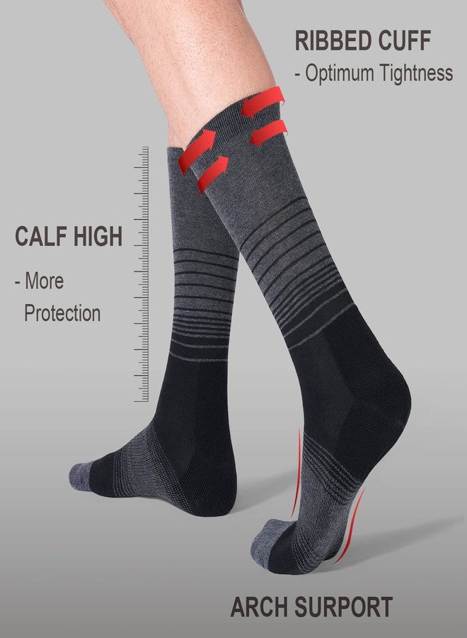 FITRELL 4 Pack Men's Merino Wool Hiking Socks, Wicking Cushioned, Warm Thermal Lightweight Boot Crew Dress Socks, Black, Large, Shoe Size 9-12 - Image 3