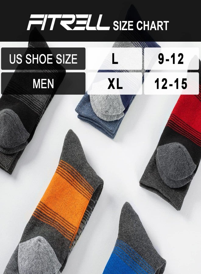 FITRELL 4 Pack Men's Merino Wool Hiking Socks, Wicking Cushioned, Warm Thermal Lightweight Boot Crew Dress Socks, Black, Large, Shoe Size 9-12 - Image 4