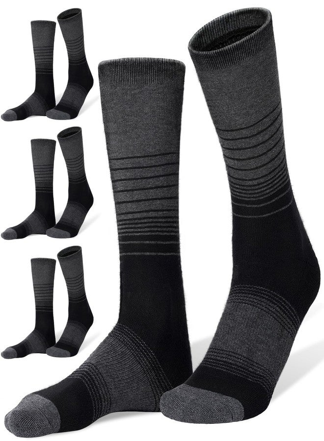 FITRELL 4 Pack Men's Merino Wool Hiking Socks, Wicking Cushioned, Warm Thermal Lightweight Boot Crew Dress Socks, Black, Large, Shoe Size 9-12 - Image 1