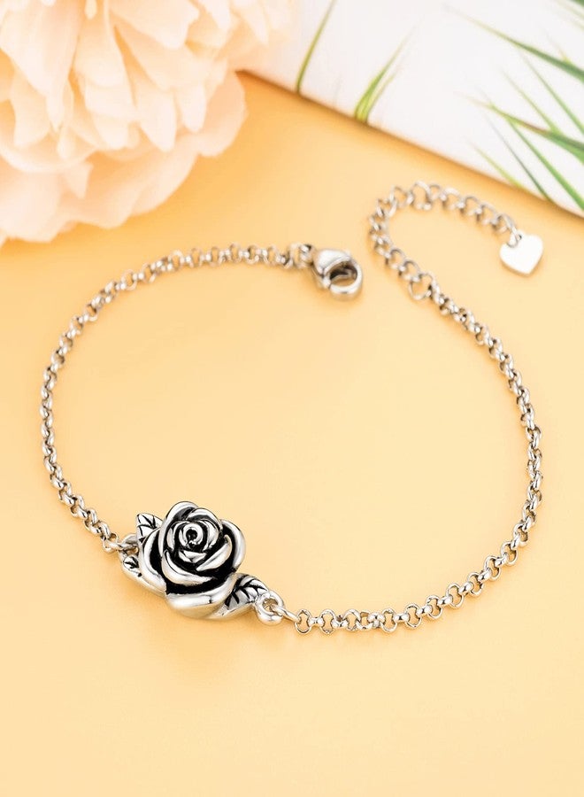 XIUDA Urn Bracelet for Ashes Rose Ashes Bracelet for Women Cremation Bracelet Ashes Holder Bangle Link Chain - Image 3