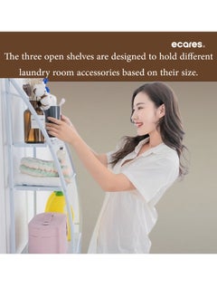 ECARES ECARES® Washing Machine Storage Rack, 3 Tier, Bathroom Organizer, Laundry Room Shelve, Utility Shelve, Freestanding Shelf, Heavy Duty, Sturdy, Anti Tilt, Space Saver Toilet, Laundry, Restroom, White.  - Image 5