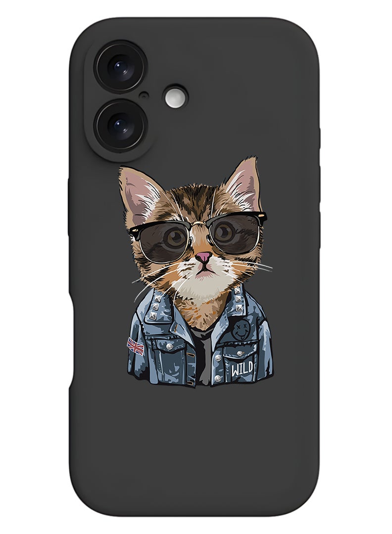 Theodor Protective Slim Fit Case Liquid Silicone Cover with Full Body Protection Anti-Scratch Shockproof Case For Apple iPhone 17 (Black) swag cat - Image 1