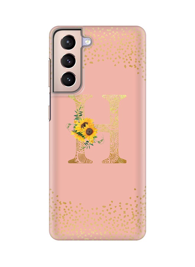 Stylizedd Monogram Slim Cover for Samsung Galaxy S21 Plus 5G Case Custom Initials Letter Floral Pattern Snap Series Mobile Cover Matte Alphabet  - H (Rose Pink) - Image 1