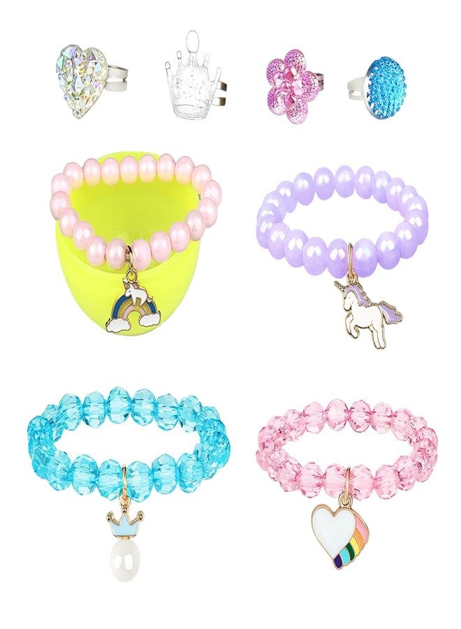 VLUSSO Party Favors in the Nature of Small Toys Easter Eggs Easter Basket Stuffers Fillers Filled 4 Pack Eggs with Colorful Bracelet Girls Inside Colorful Pre Plastic For Kids Gifts - Image 4