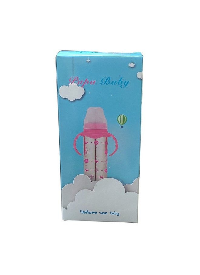 DOMENICO - Stainless Steel Thermal Insulation Baby Feeding Bottle For New Born Baby Toddler Bpa Free Stylish Design With Handles 240 Ml (Pinkrandom Print) - Image 1
