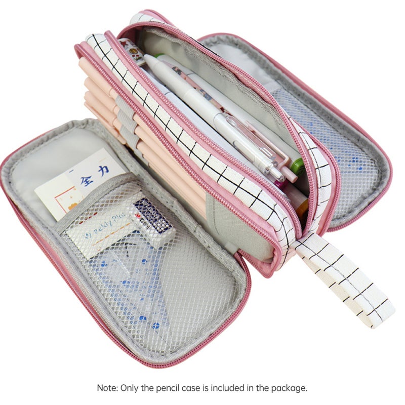 Pink Pencil Case: Large Capacity Canvas Pouch With Smooth Zipper - Durable Color-Block Design Pencil Bag for Students Artists Writers Professionals - Image 5